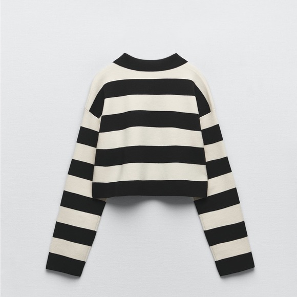 Zara STRIPED CROP KNIT SWEATER. Striped. Size S. New with Tags. - Picture 7 of 8